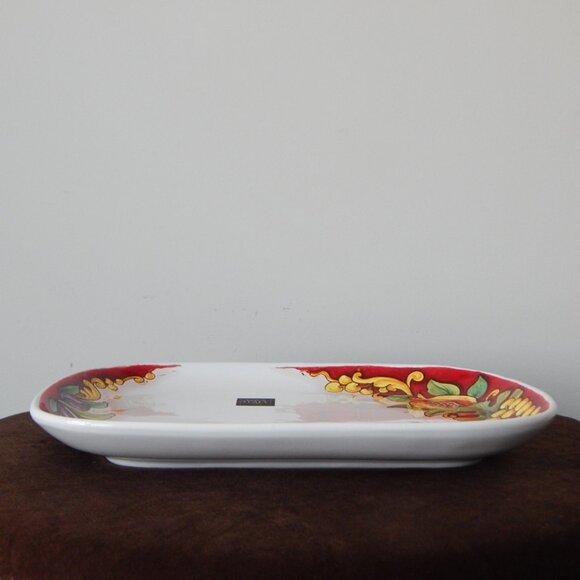 New Authentic Nova Deruta Italy Hand Painted Large Serving Platter  Tray 14”x10" - Picture 4 of 5